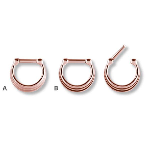 ROSE GOLD PVD SS316L SEPTUM CLICKER (3 RINGS CONCAVE SHAPE)