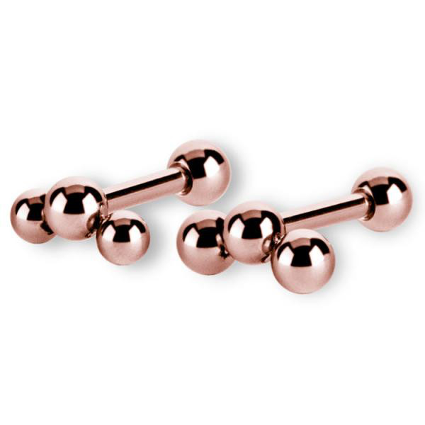 ROSE GOLD PVD SS316L TRAGUS / HELIX BARBELL WITH MICRO BALLS(TRIPLET)