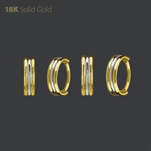 18K TWO TONE GOLD 3 ROW HINGED SEGMENT RING