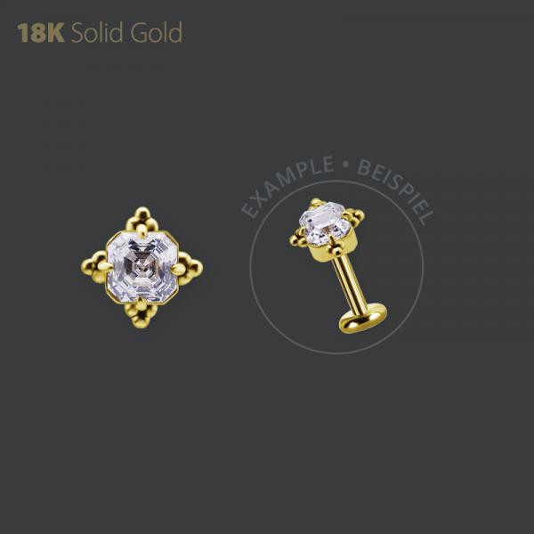 18K GOLD INTERNAL MICRO ATTACHMENT SET W. IMPERIAL CUT PREMIUM ZIRCONIA