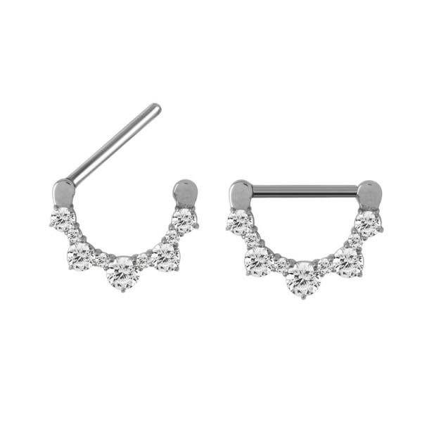 SS316L JEWELLED NIPPLE CLICKER SHIELD (CZ PRONGS SETTING)