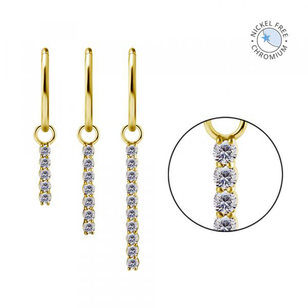 18K GOLD PVD CoCr NF BAR CHARMS FOR HINGED RINGS SET W. PREMIUM ZIRCONIA (5STONES)