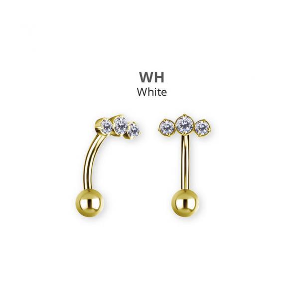 24K GOLD PVD SS316L BELLY BANANA SET W. CUBIC ZIRCONIA