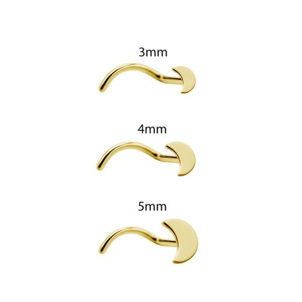 24K GOLD PVD TITANIUM CURVED NOSE STUDS (MOON)