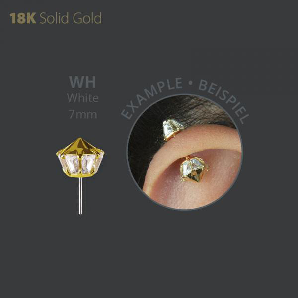18K GOLD THREADLESS ATTACHMENT FOR VERTICAL HELIX SET W PREMIUM ZIRCONIA
