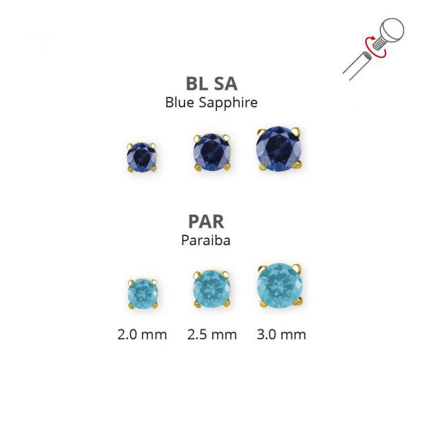 24K GOLD PVD TITANIUM INTERNAL MICRO ATTACHMENT SET W. LAB CREATED GEMSTONE