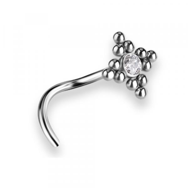 TITANIUM CURVED DISC NOSESTUD SET W. PREMIUM ZIRCONIA