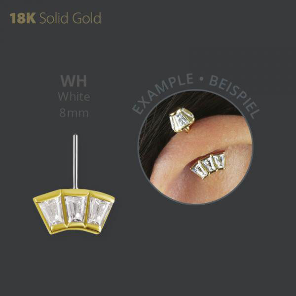 18K GOLD THREADLESSATTACHMENT FOR VERTICAL HELIX SET W. PREMIUM ZIRCONIA