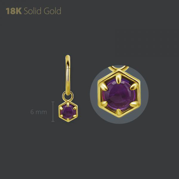 18K GOLD CHARM SET GENUINE DARK AMETHYST