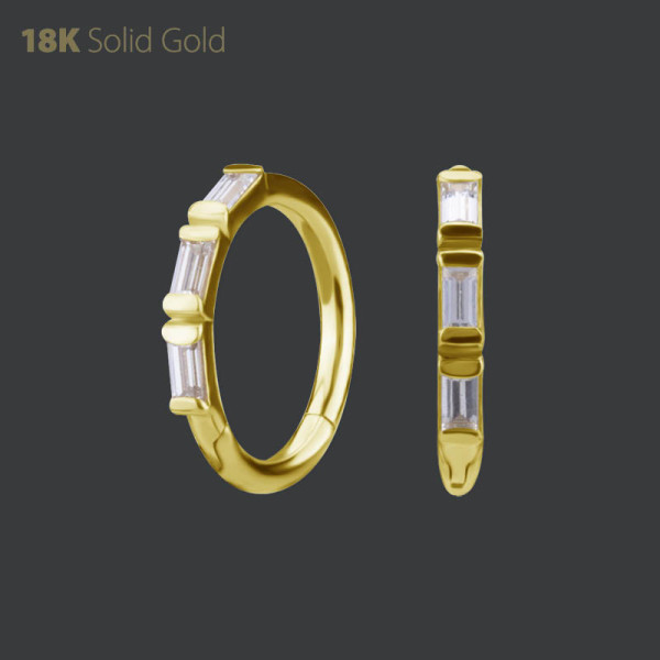 18K GOLD HINGED NOSE RING SET WITH PREMIUM ZIRCONIA