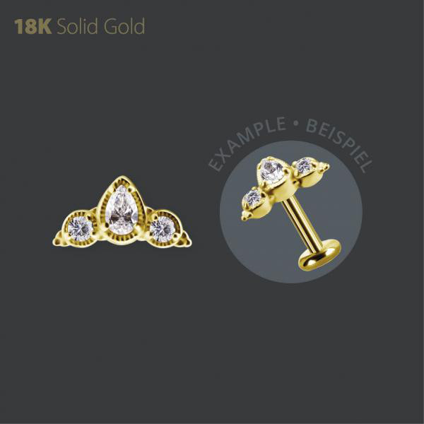 18K GOLD THREADLESS ATTACHMENT SET WITH PREMIUM ZIRCONIA