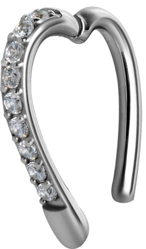 SS316L HINGED BELLY HEART RING W.PREMIUM ZIRCONIA (PAVE SETTING)