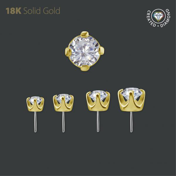 18K GOLD THREADLESS ATTACHMENT MADE W. PREMIUM CREATED DIAMONDS