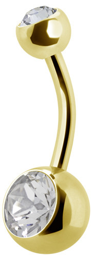 24K GOLD PVD TITANIUM DOUBLE JEWELLED BANANAS