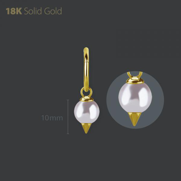 18K GOLD SPIKE CHARM SET WITH FRESHWATER PEARL
