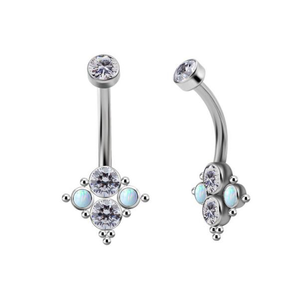 TITANIUM INT. CLUSTER BELLY BANANAS SET W. PREMIUM ZIRCONIA & LAB OPALS