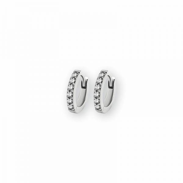 SS316L HUGGIE HOOP EARRINGS 1 ROWS PAVE SETTING (PAIR)