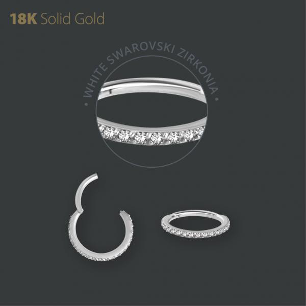 18K WHITE GOLD JEWELLED HINGED SEGMENT RING SET W. PREMIUM ZIRCONIA