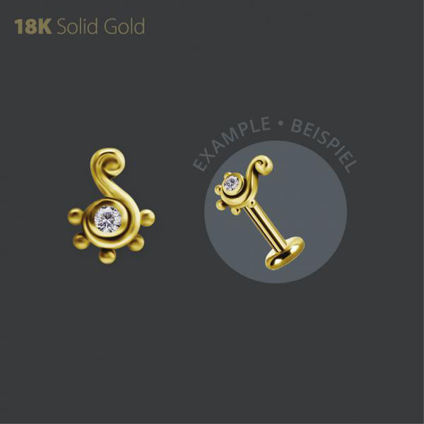 18K GOLD THREADLESS ATTACHMENT SET W. PREMIUM ZIRCONIA