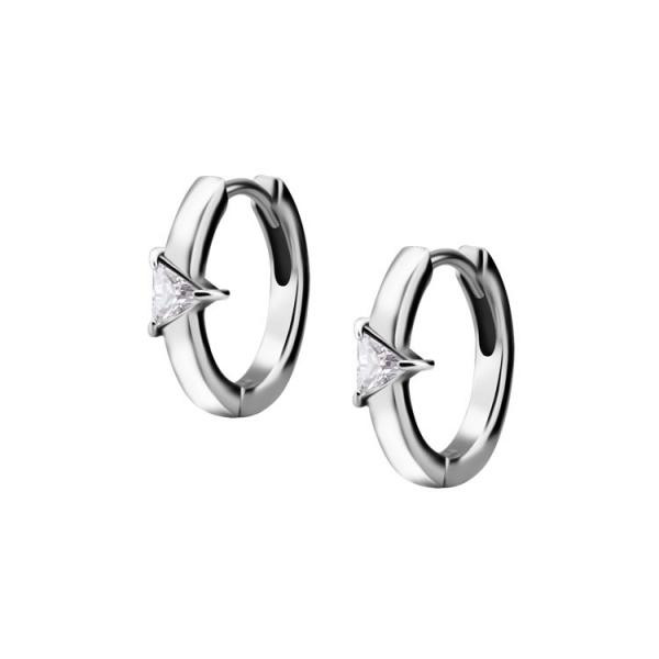 SS316L EAR HOOPS SET W. TRIANGLE CUBIC ZIRCONIA (PAIR)