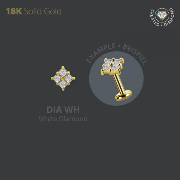 18K GOLD INTERNAL ATTACHMENT SET W. PRINCESS CUT LAB CREATED DIAMONDS