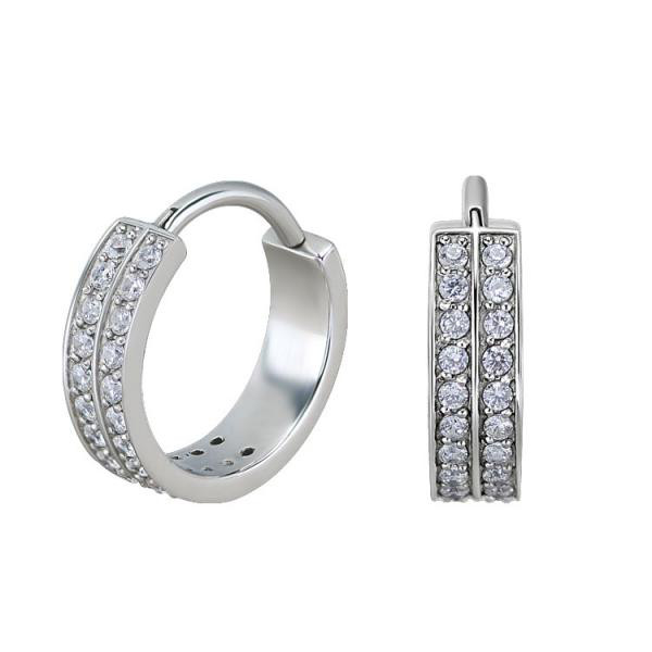 SS316L HINGED RING PAVE SET W. CUBIC ZIRCONIA (DOUBLE ROW)