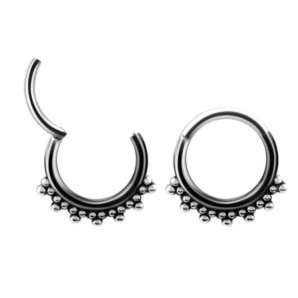 SS316L TRIBAL CLICKER W.MICRO GRANULATION, OXIDIZED