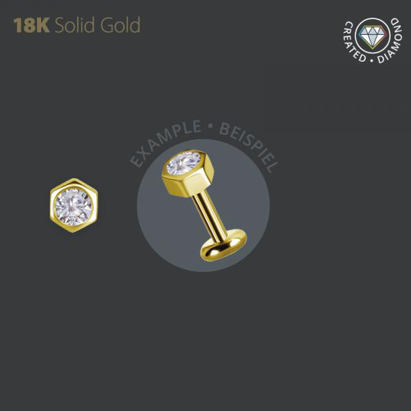 18K GOLD INTERNAL MICRO ATTACHEMENT SET W. LAB CREATED DIAMOND