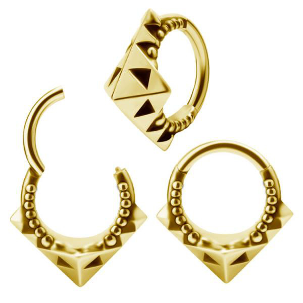 24K GOLD PVD SS316L TRIBAL CLICKER W.1.2 PIN FOR THE EAR A CARTILAGE