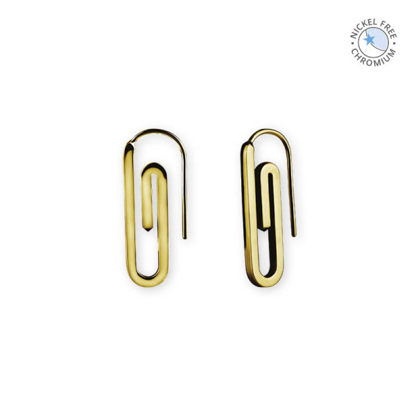 18K GOLD PVD CoCr NF SAFTY PIN EARRINGS