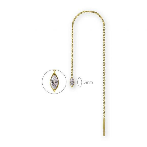 24K GOLD PVD SS316L THREADERS (11CM) WITH MAQUISE PREMIUM ZIRCONIA