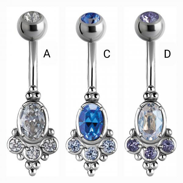 SS316L JEWELLED TRIBAL BANANA W.CRYSTAL