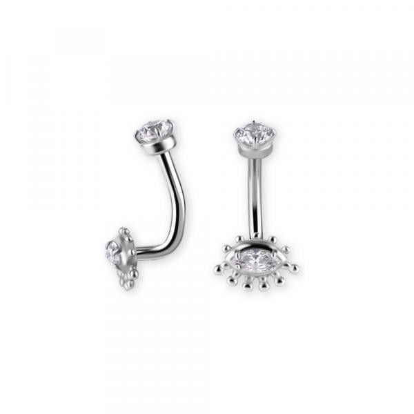 SS316L INTERNAL ROOK EYE BANANA SET W. PREMIUM ZIRCONIA
