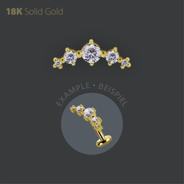 18K GOLD THREADLESS ATTACHMENT SET W. PREMIUM ZIRCONIA