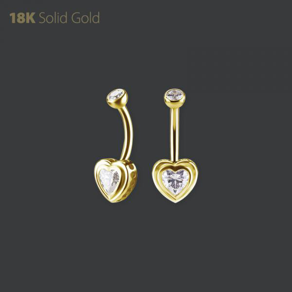 18K GOLD INTERNAL NAVEL BANANA SET W. PREMIUM ZIRCONIA