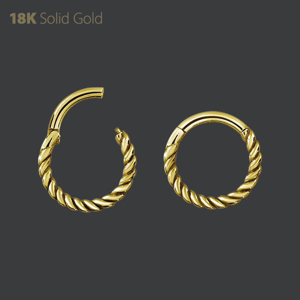 18K GOLD TWISTED ROPE DESIGN HINGED SEGMENT RING