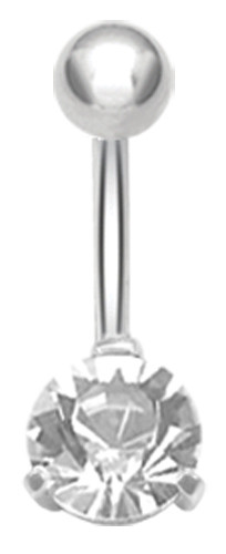 SS316L BANANA WITH ROUND CUBIC ZIRCONIA (PRONG SET)