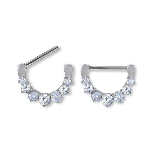SS316L JEWELLED NIPPLE CLICKER SHIELD (CZ PRONGS SETTING)