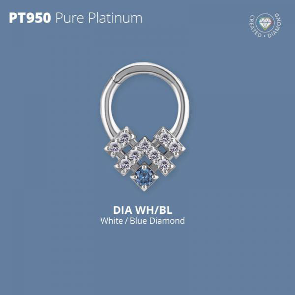 PLATINUM 950 HINGED SEGMENT CLICKER SET W. LAB CREATED DIAMONDS