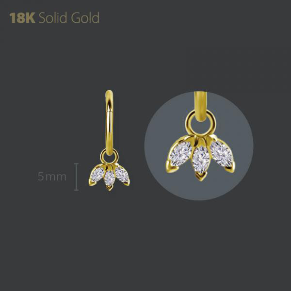 18K GOLD CHARM SET W. MARQUISE LAB CREATED DIAMONDS