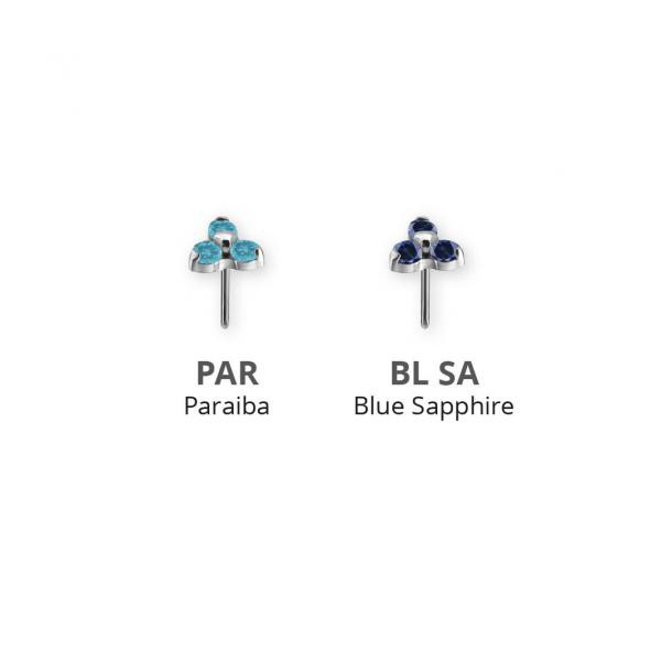 TITANIUM THREADLESS TRINITY ATTACHMENT SET W. LAB CREATED GEMSTONE