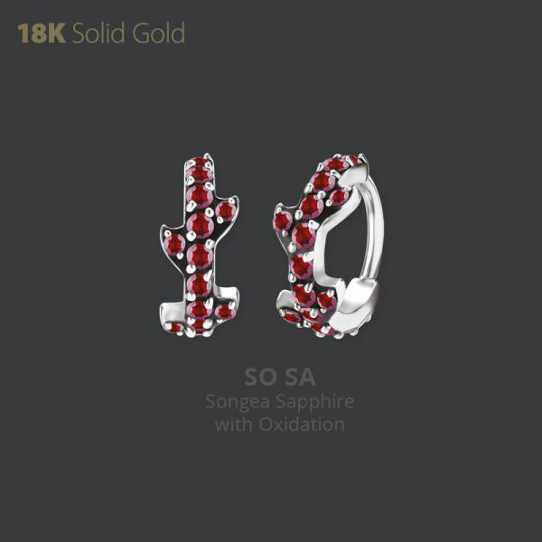 18K WHITE GOLD HINGED SEGMENT RING SET W. GENUINE SONGEA SAPPHIRE