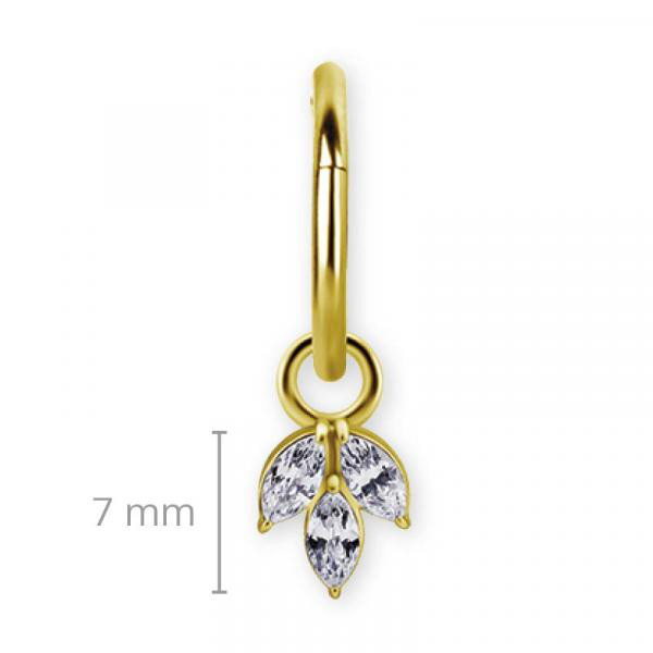 24K GOLD PVD SS316L MARQUISE CLUSTER DANGLE SET W. CUBIC ZIRCONIA