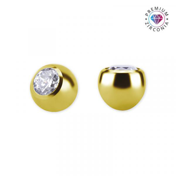 GOLD PVD TITANIUM EXTERNALLY THREADED BALL W. PREMIUM ZIRCONIA