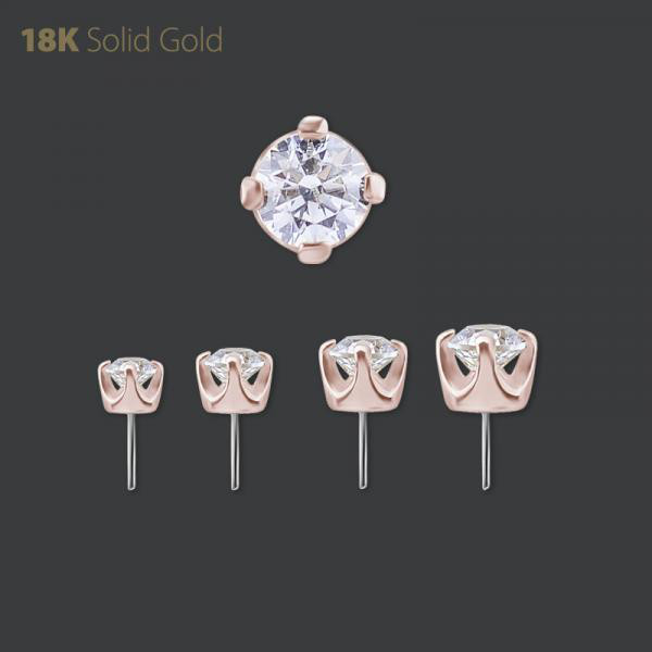 18K ROSE GOLD THREADLESS ATTACHMENT SET W. PREMIUM ZIRCONIA
