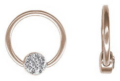 ROSE GOLD PVD SS316L JEWELLED ROSE GOLD PVD FLAT BCR FOR UPPER LIP