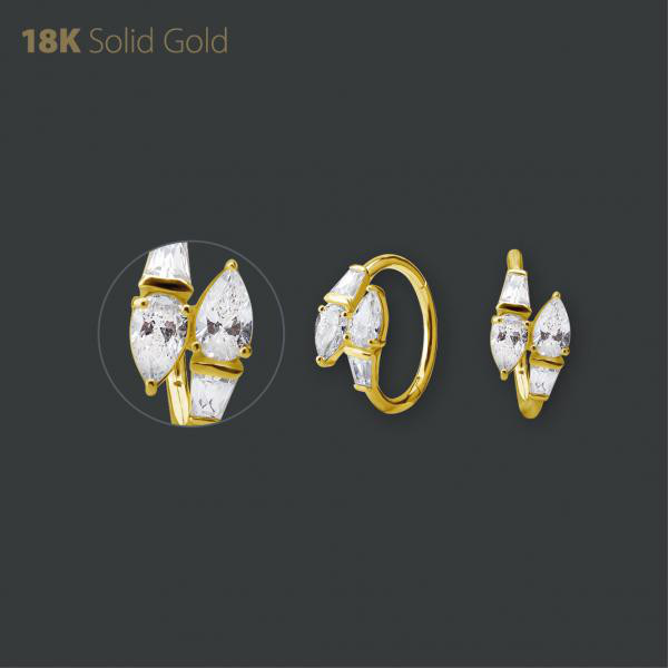 18K GOLD HINGED RING SET W. PEAR SHAPE PREMIUM ZIRCONIA