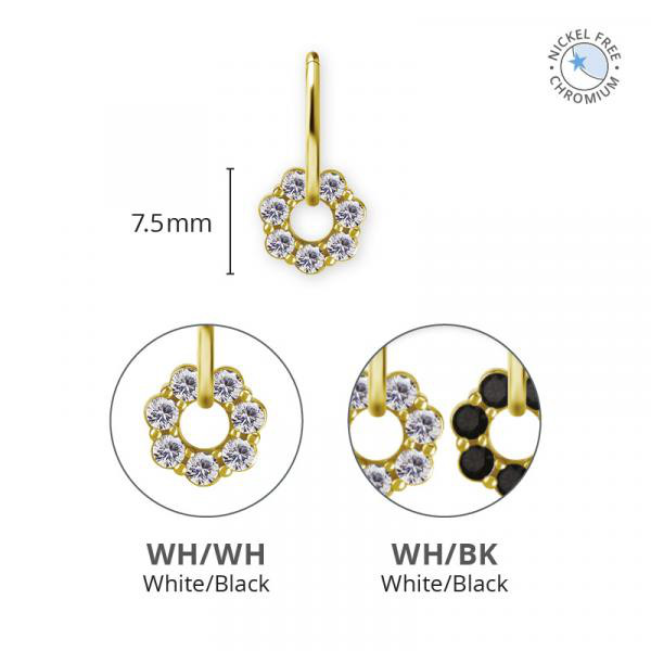 18K GOLD PVD CoCr NF CHARM SET W. PREMIUM ZIRCONIA (JEWELLED BOTH SIDES)