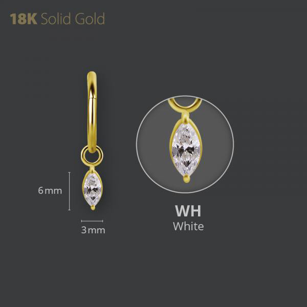 18K GOLD CLICKER CHARM SET W. MARQUISE PREMIUM ZIRCONIA