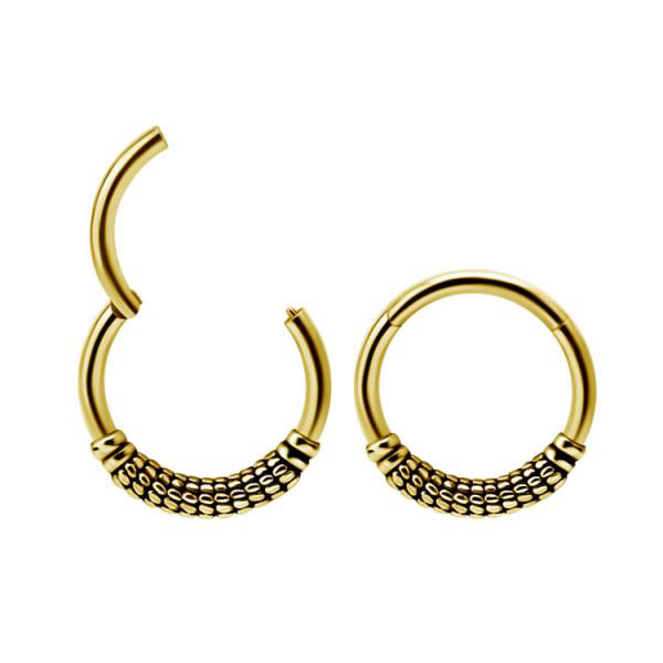 24K GOLD PVD SS316L ETHNIC HINGED CLICKERS